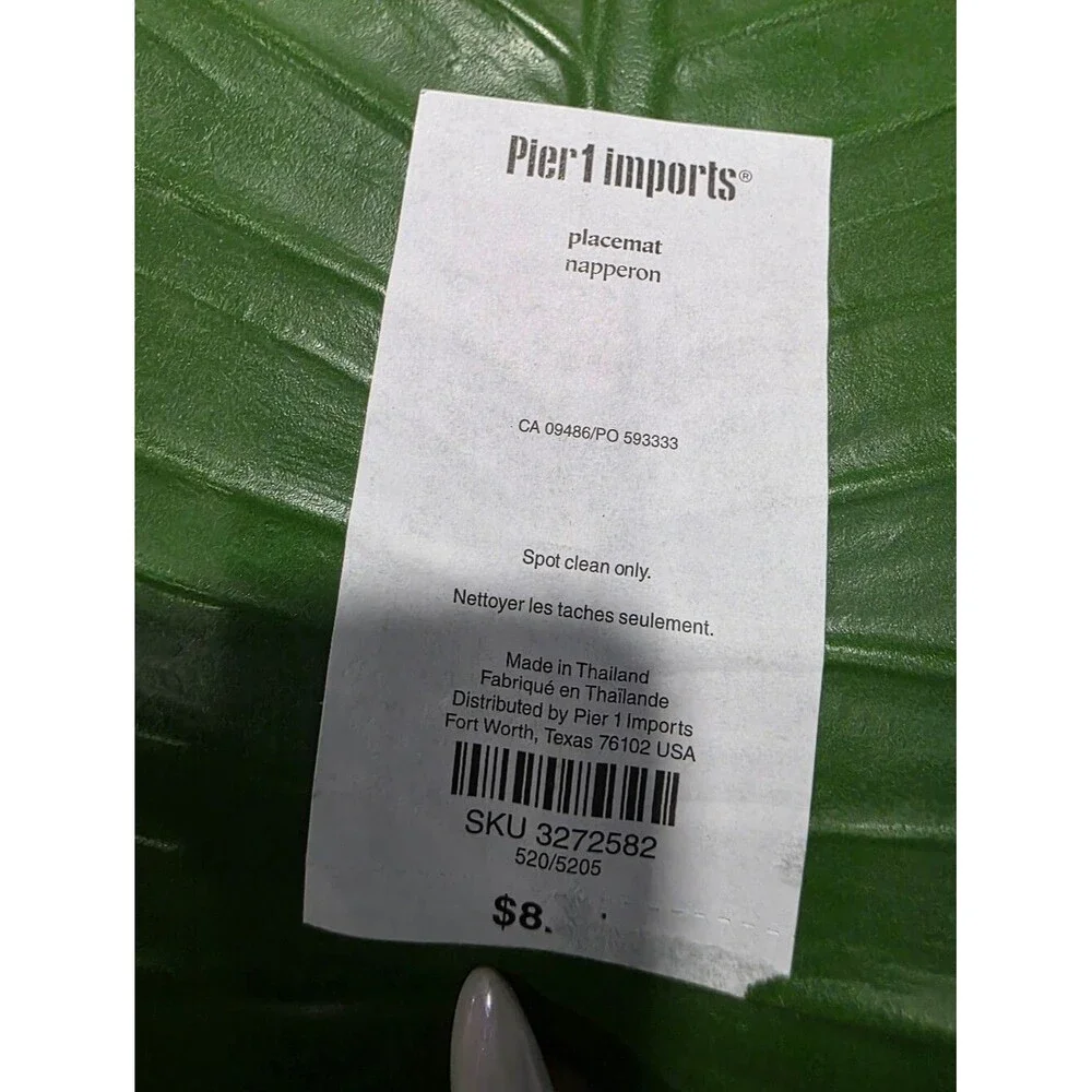 Pier 1 Monstera Leaf Placemat Set Of 8 17x16 Tropical Patio Hollywood Regency